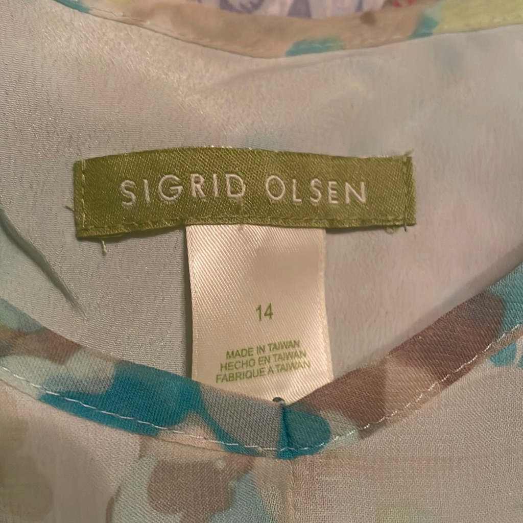 Sigrid Olsen Sleeveless Top And Midi-Length Skirt. Size 14 Floral Design